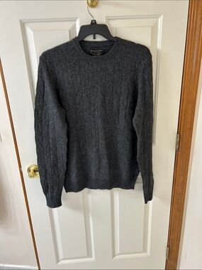 Jos. A. Bank Dark Charcoal Cable Crewneck Sweater
